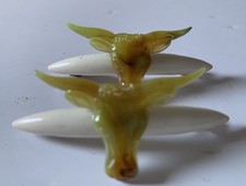   Vintage Plastic Hair Barrettes White Steer Head Celluloid 50s Rare 