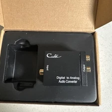 Digital Toslink Optical Coaxial To Analog RCA L/R Audio Converter + Fiber Cable