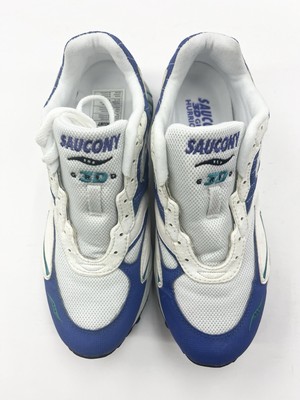 Vintage 1996 Saucony 3D Grid Hurricane White Blue Teal SZ 11Women