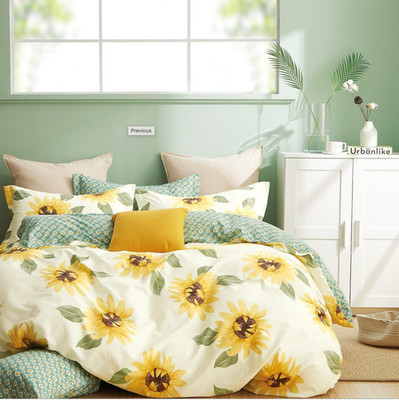 Mia Sunflower 100% Cotton Comforter Set Shams Queen Farmhouse Boho Cottagecore