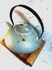 Kintsugi Celadon Crackle glaze handmade Tea P...