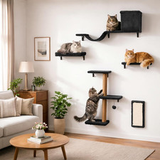 5-In-1 Cat Wall Shelves for Indoor Cats, Wall Mounted Cat Furniture with Bed, Ca
