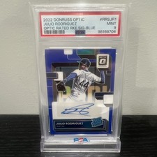 2022 Panini Donruss Optic Rookie Blue Auto /50 Julio Rodriguez PSA 9 Mariners