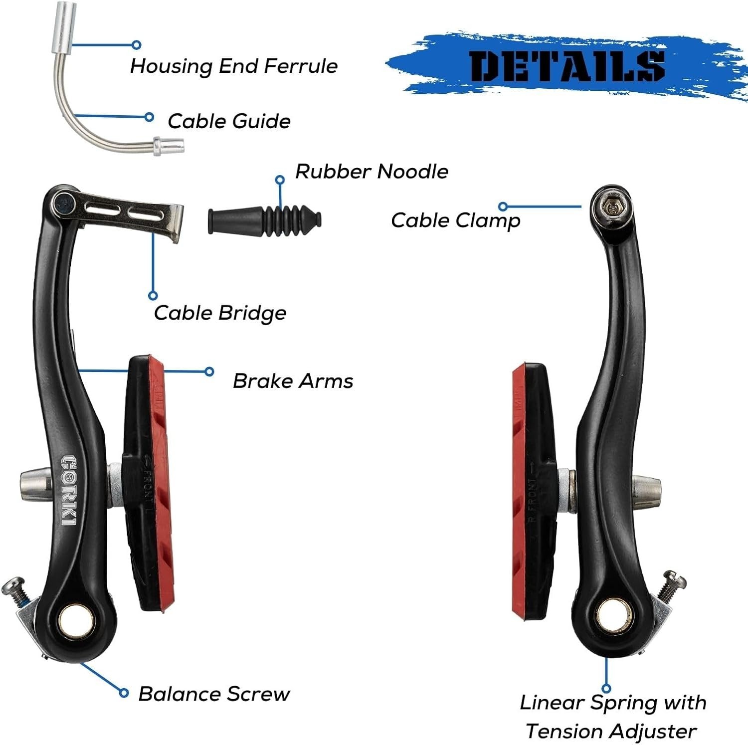 Set freni a V anteriori e posteriori per mountain bike lineari per biciclette 2 coppie - pastiglie freno 70 mm foto 4