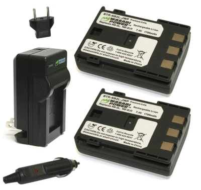 Wasabi Power Battery (2-Pack) and Charger for Canon NB-2L, NB-2LH, BP-2L5,
