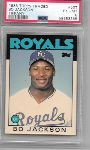 Bo Jackson 1986 Topps Traded Tiffany Rookie Card Graded Ex/Mint PSA 6