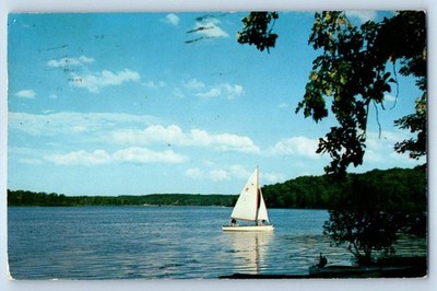 1970 Brainerd Minnesota Postcard Sailing Pine Beach Madden's Lodge Gull Lake