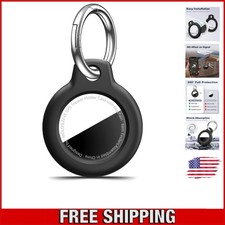 Lightweight Polycarbonate AirTag Case with Split Ring Closure - Black Elegance