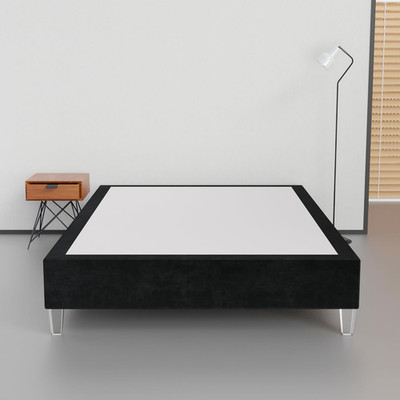 15'' Velvet Wood Platform Bed with Acrylic Legs, No Box Spring Needed