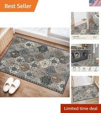 Soft Faux Wool Moroccan Rug 2' x 3'   Non-Slip, Washable, Kid  Pet Friendly