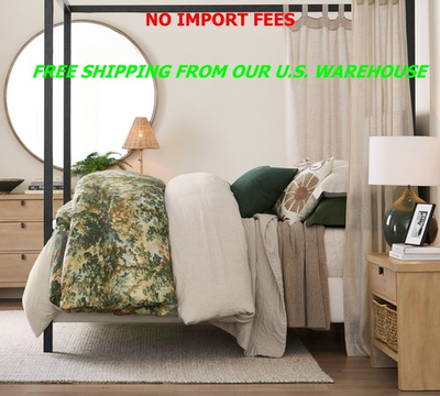 #ad Pottery Barn GREENWOOD Percale Duvet Cover Organic 75% Cotton Eco Green Bedding $99.99