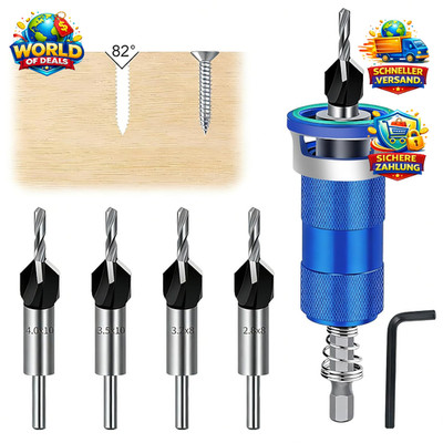 Kegelsenker Bohrer 6 tlg Präzise Holzbohrer mit 1/4'' Hex Schaft und