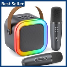 Mini Karaoke Machine for Kids Adults, Portable Bluetooth Speaker with 2 Wirel...