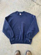 Vintage 90s Russell Athletic Made In Usa Large Navy Blue