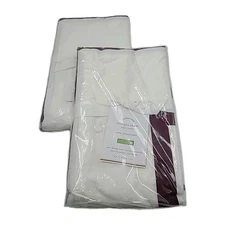 Two Pottery Barn Morgan White & Burgundy Euro 26" Organic Pillow Shams 400 TC