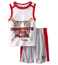 FILA LITTLE BOYS BASEBALL SLEEVELESS SET, ARTIC WHITE/MICROCHIP, 3T