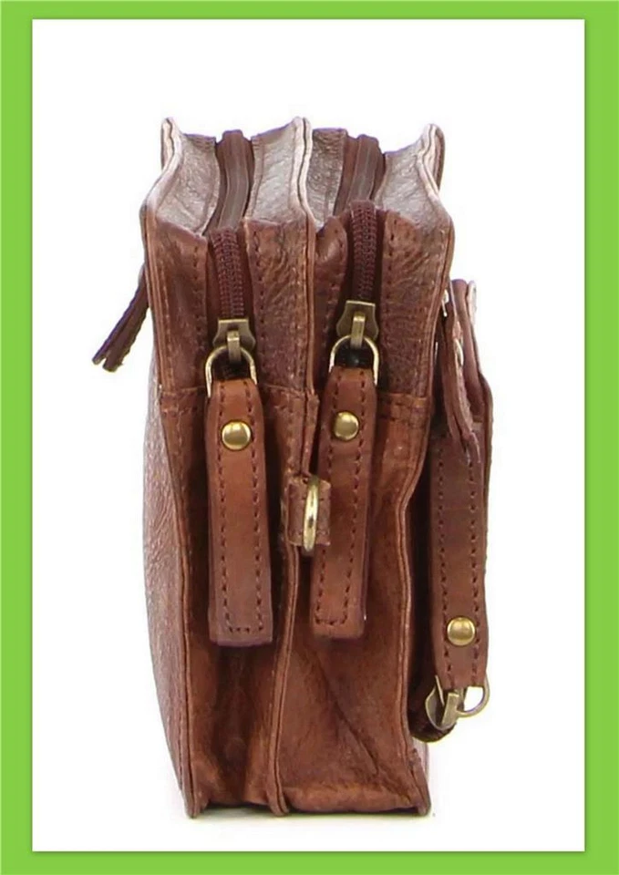 PIERRE CARDIN MENS RUSTIC LEATHER ORGANISER WRIST BAG TOILETRY Handbag 20x8x15cm - Image 4 of 4