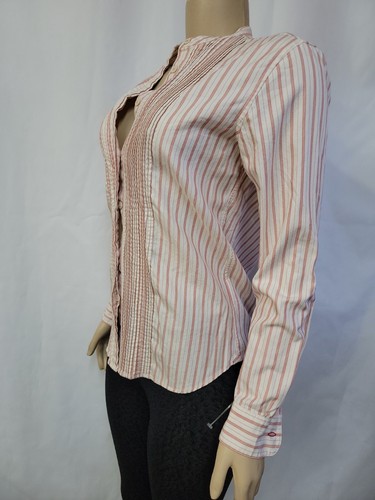 UNIQLO INES DE LA FRESSANGE COTTON ivory red TWILL PIN TUCK SHIRT SIZE XS #W4 - Picture 7 of 11