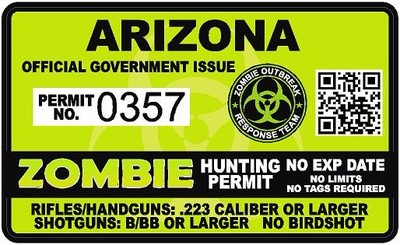 Zombie Oklahoma State Hunting Permit Sticker Decal - Made In USA - Foto 9