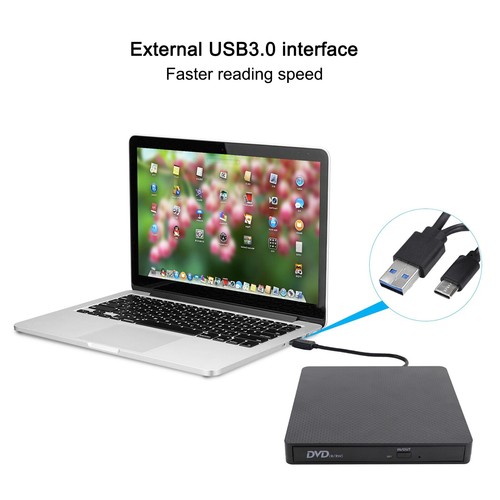 Unità CD DVD-RW esterna USB 3.0 + masterizzatore Type C per PC MAC laptop nero - Foto 4 di 8