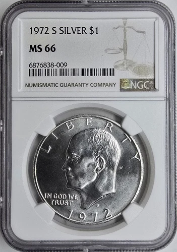 1972 S Silver Eisenhower Dollar NGC MS66