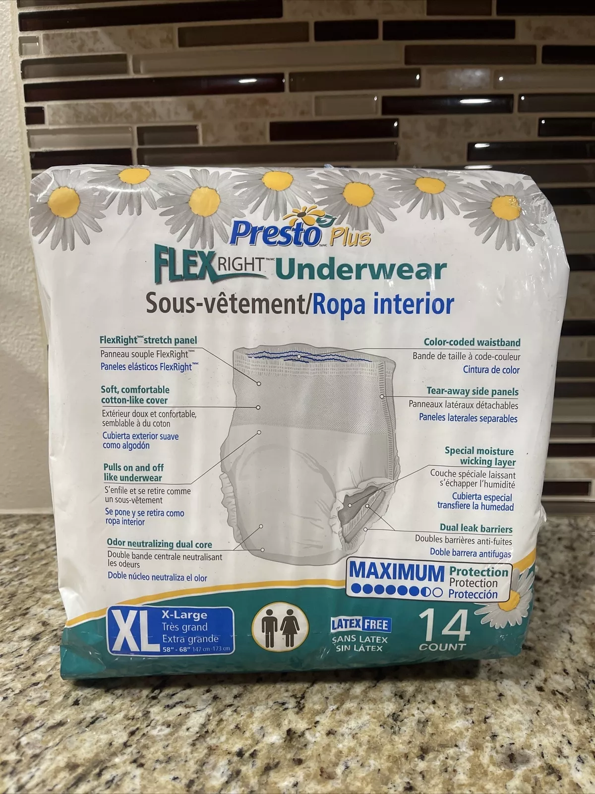 Pack 14 sous vêtements adultes Presto Supreme FlexRight absorbants lourds XL 58