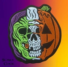 New Pumpkin Jack o' lantern Skull Halloween Gothic Embroidered Iron On Patch