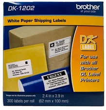 New Genuine Brother DK-1202 White Paper Shipping Labels Box