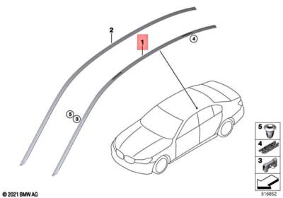 BMW OEM 17-18 530i-roof Molding Trim Left 51137443691 for sale 
