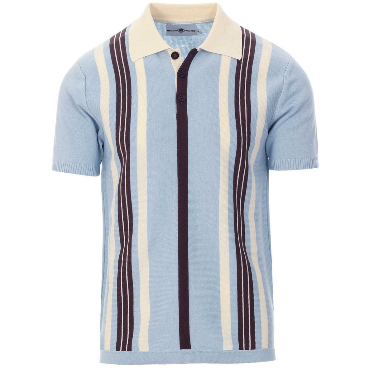 NEW MADCAP ENGLAND MOD 60s 70s RETRO STRIPED KNITTED POLO NEW MADCAP ENGLAND MOD 60s 70s RETRO STRIPED KNITTED POLO