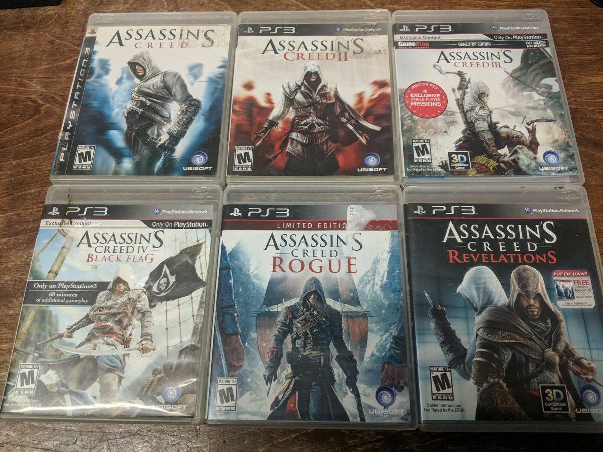 ASSASSINS CREED Bundle 1, 2, 3, Black Flag, Rogue, Revelations PlayStation 3 PS3