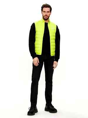 EMPORIO ARMANI EA7 8NPQ01PN29Z MAN WOVEN DOWN WAISTCOAT VEST CORE IDENTITY LIME