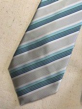 Vintage Men's Necktie Tie Classic Regimental Stripe Striped Grey Light Blue