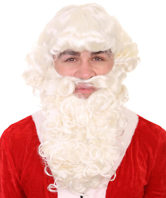 Profi Weihnachtsmann Perücke und Bart Set, weiß Frohe Weihnachten Perücken, HX-001A