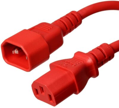 10FT IEC60320 C14 - C13 Red Power Cord 18AWG 10A/1250W 125V 3-Prong 3M