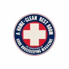 HOME CLEAN REST ROOM 14" ROUND HEAVY DUTY USA MADE METAL GAS ADVERTISING SIGN