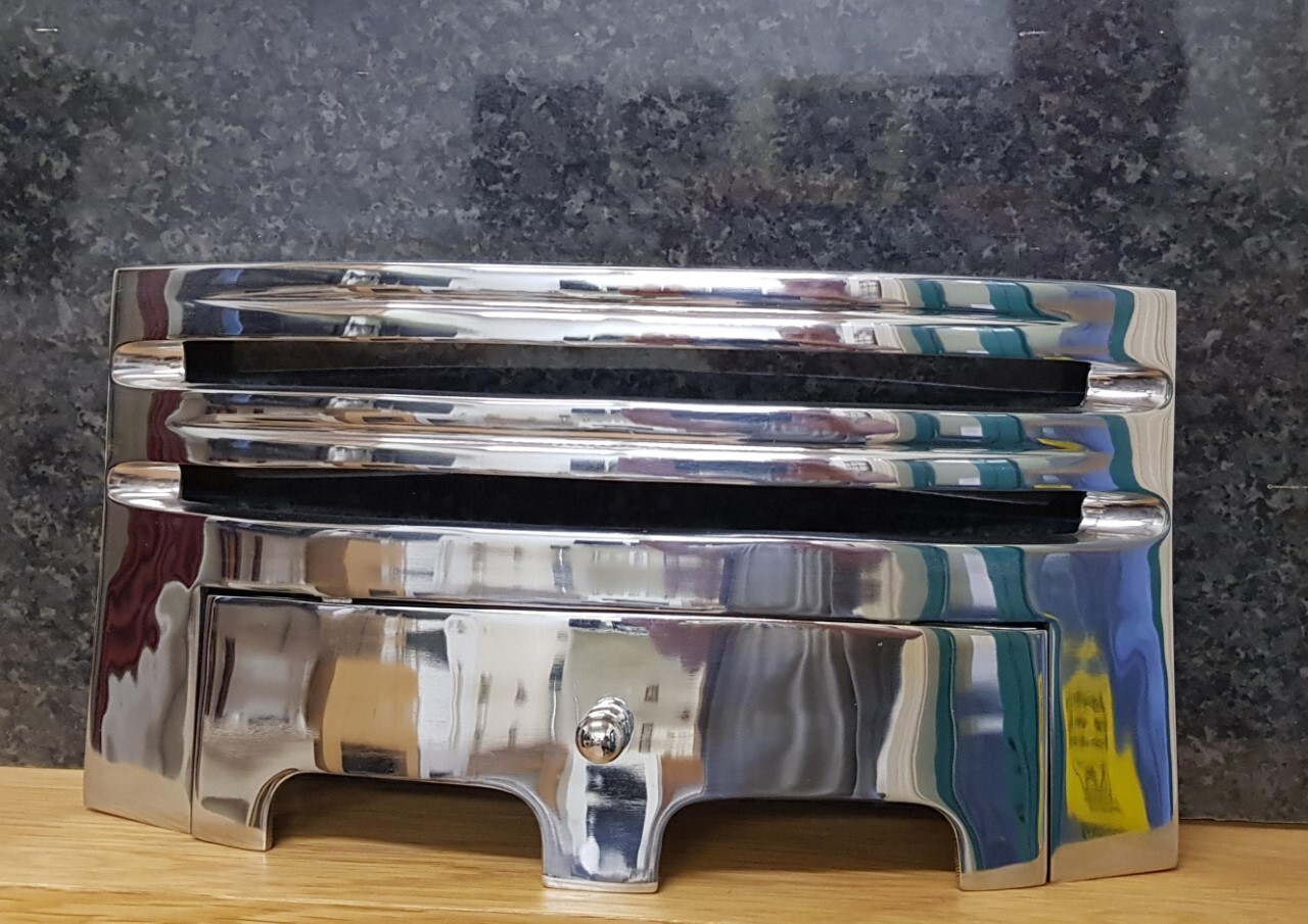 REPLACEMENT GAS FIRE POLISHED CHROME CAST IRON 16" FRET 3 PIECE