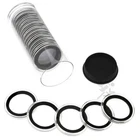 20 AirTite 32mm Black Ring 1oz Gold Eagle Coin Holders & Black Plug Capsule Tube