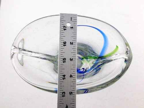 Maastricht Max Verboeket Art Glass Vase Signed on Base Blue Green Clear GOOD - Picture 12 of 12