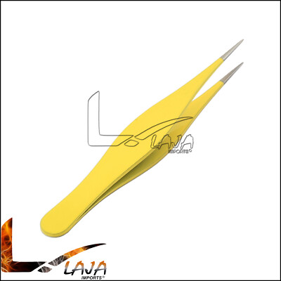 YELLOW Tweezers for Ingrown Hair - Precision Sharp Needle Nose Pointed Tweezer