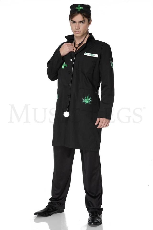 Green Leaf Doctor 3 Pc Halloween Cosplay Black Men's Costume Set Size XL - Image 4 of 4