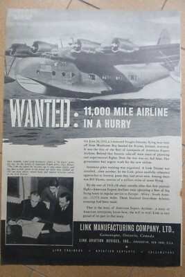 8/1945 PUB LINK TRAINER EHMER AMERICAN EXPORT AIRLINES VUGHT SIKORSKY VS-44 AD