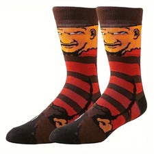 Mens FREDDY KRUEGER CREW SOCKS Unisex Horror Movie Novelty Elm Street Character
