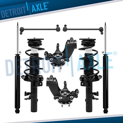 Front Steering Knuckles Bearing Hubs Struts Rear Shocks for 2013-2018 Ford Focus