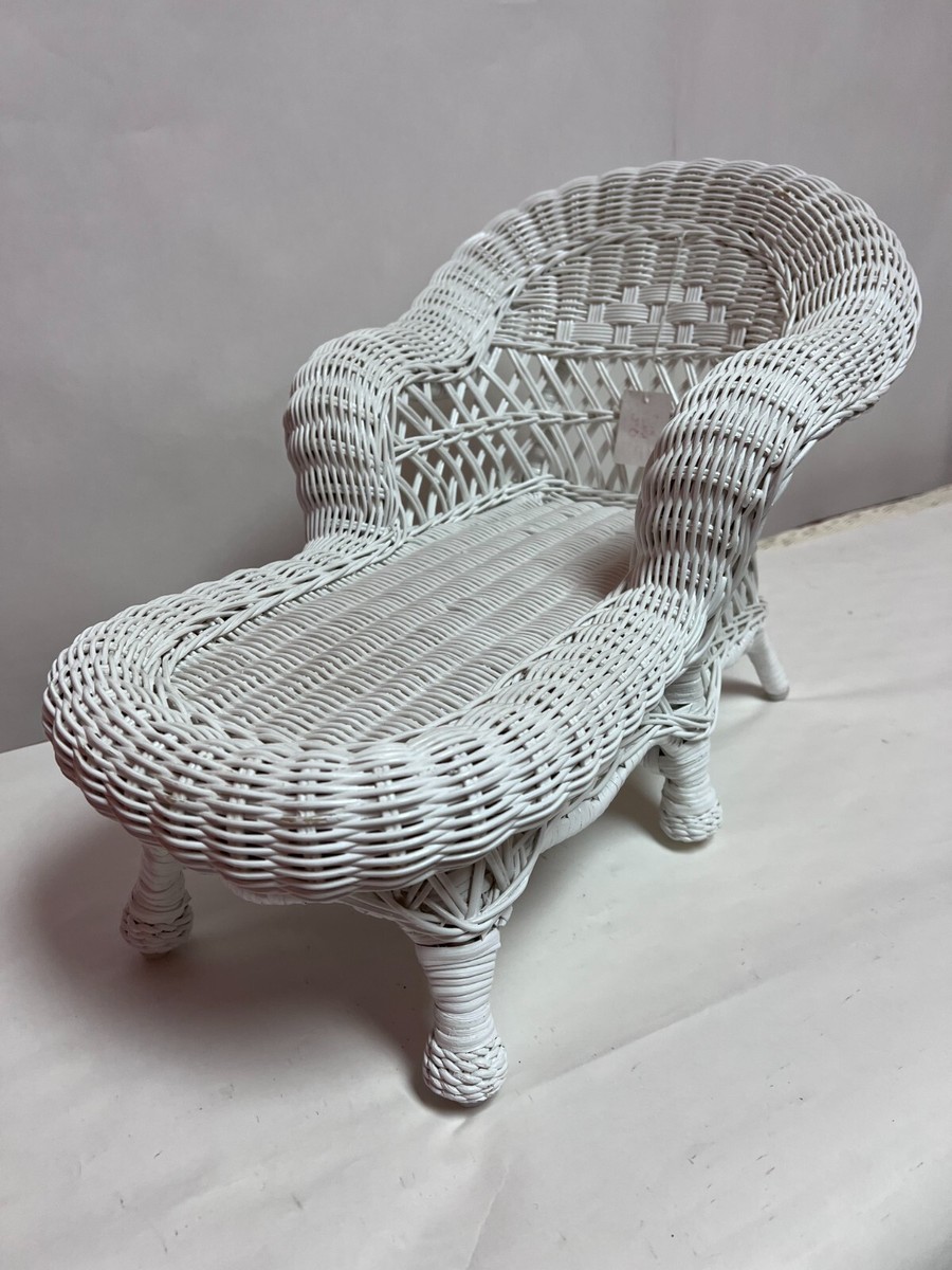 White Wicker Chaise Doll Lounge