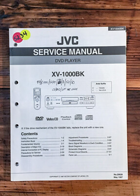 JVC XV-1000 BK 1000BK DVD Player  Service Manual *Original*