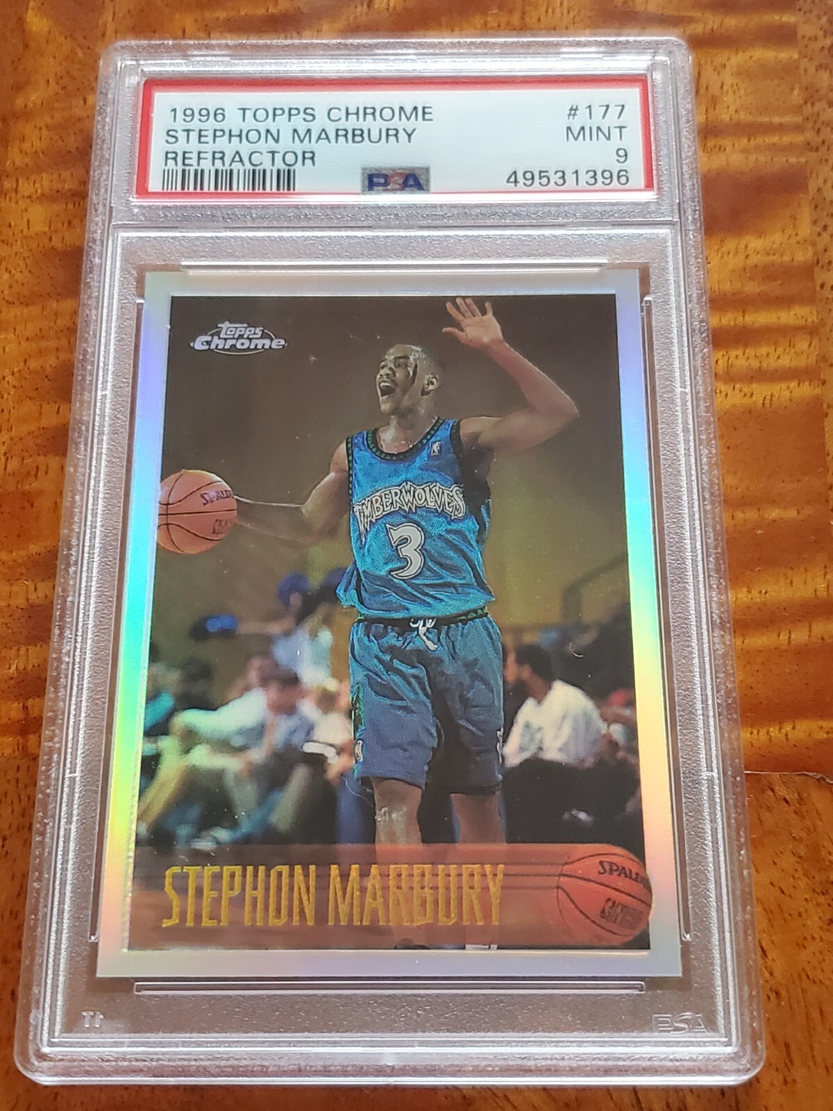 1996 TOPPS CHROME STEPHON MARBURY ROOKIE REFRACTOR PSA 9 LOW POP