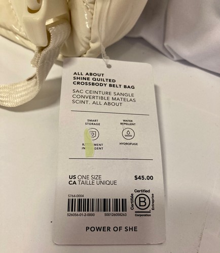 ATHLETA~All About Shine Quilted Crossbody Belt Bag, Ivory, NEW! - Picture 3 of 5