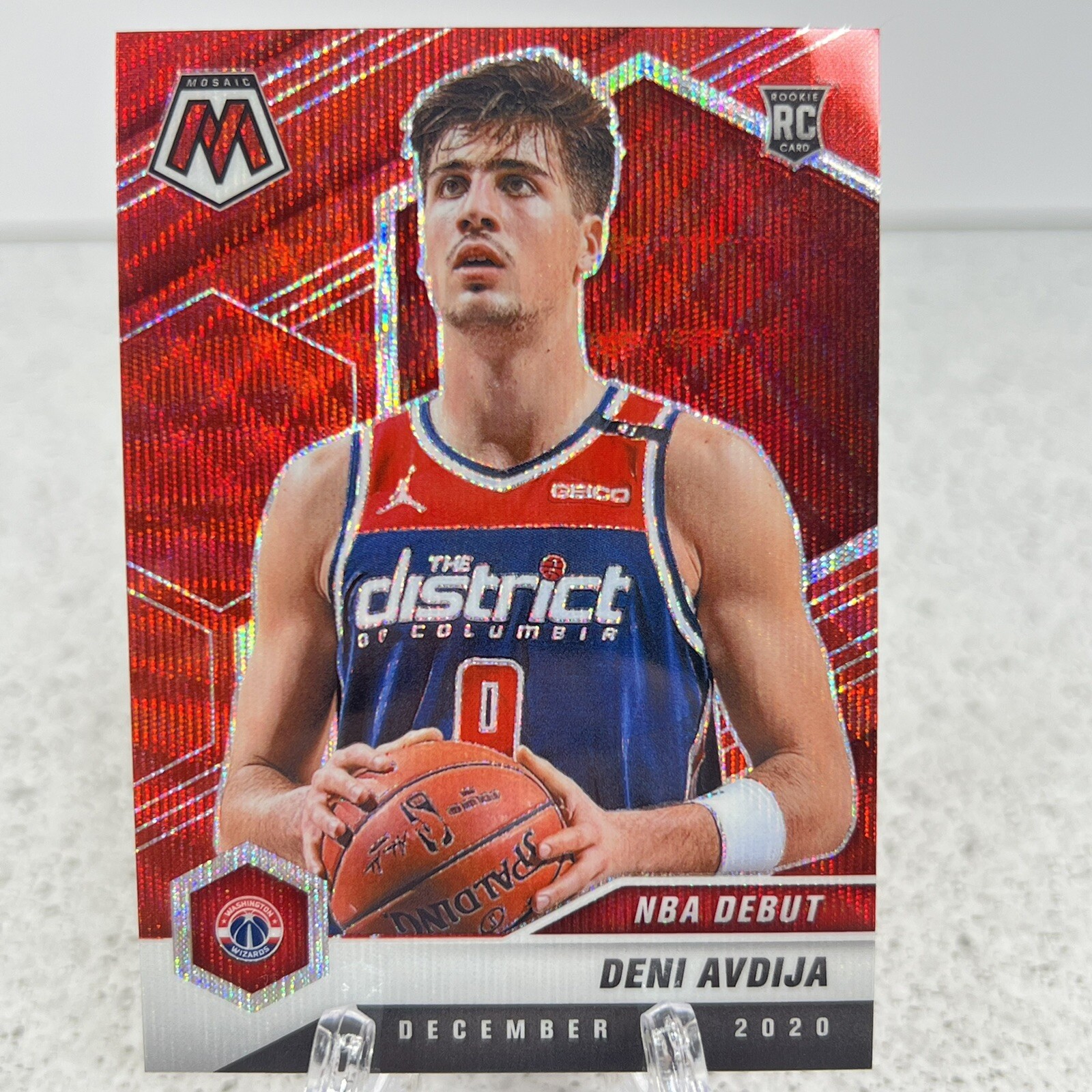 Deni Avdija 2020-21 Panini Mosaic NBA Debut Rookie Asia Red Wave Prizm RC #217