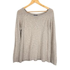 Gap Knit Sweater L Pullover Scoop Neck Cotton Blend Beige Tan Basic Minimalist